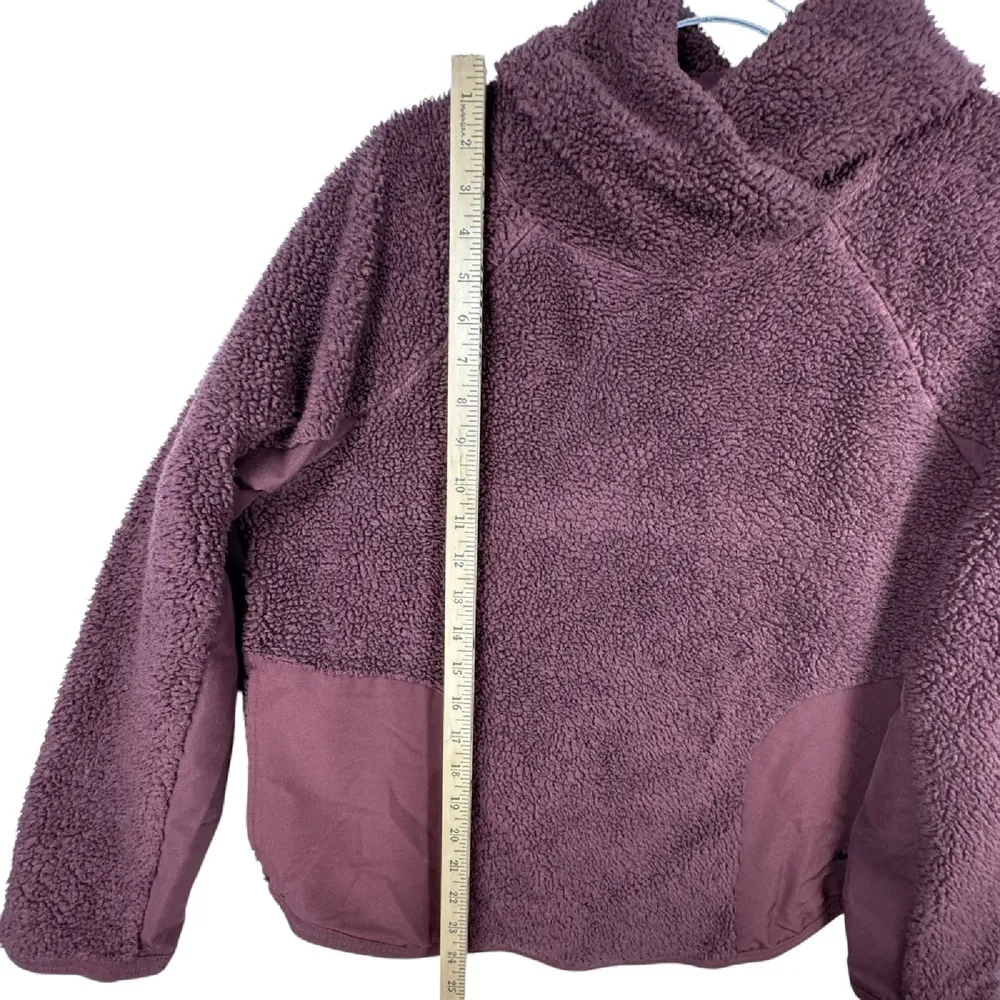 Nike Fleece Pullover Cozy Sherpa Sweatshirt Hooded Burgundy Maroon Sz M Gorpcore - Image 7
