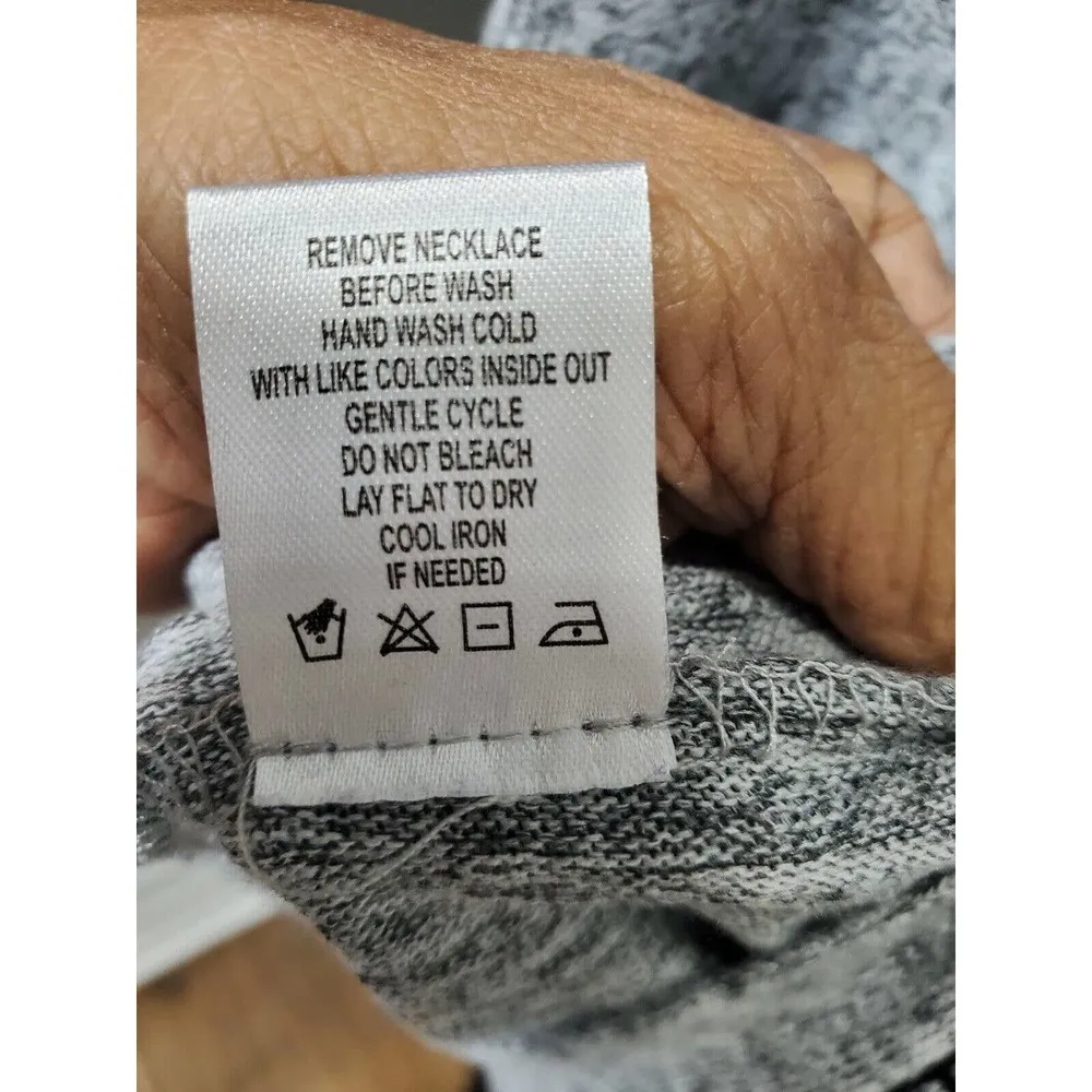 Tacera Solid Gray Polyester Round Neck Long Sleeve Knee Length Sweater Dress M - Image 11