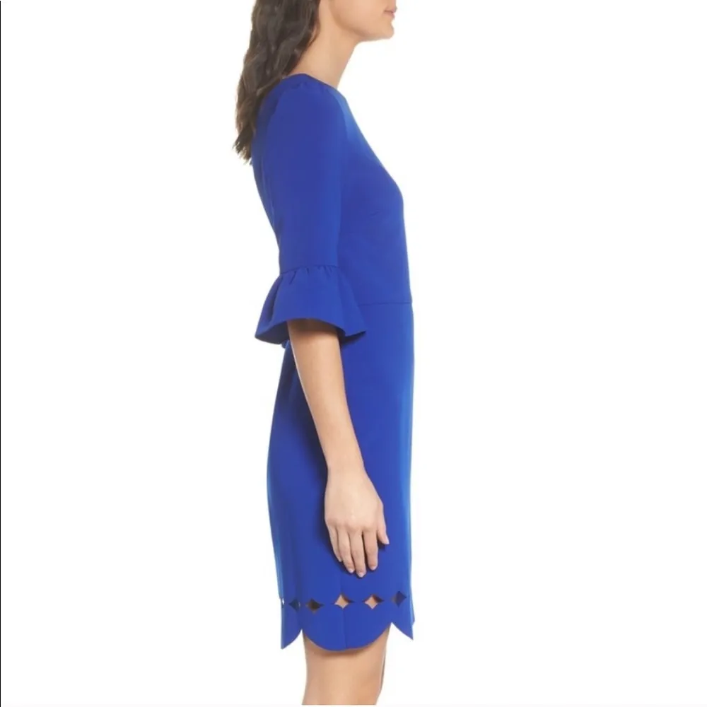 Adelyn Rae Blair Sheath Dress Cobalt Blue L 12 Ruffle Sleeves Cutout NWT - Image 6