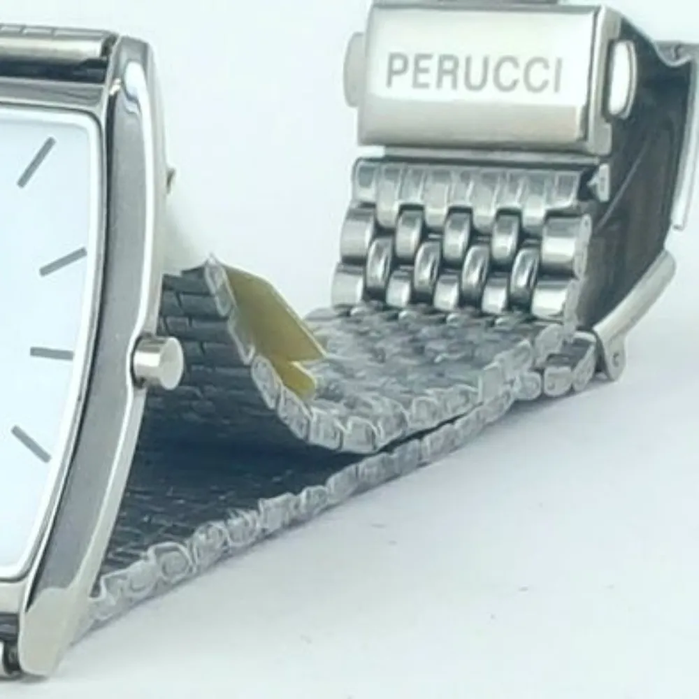 Perucci Superior Super Slim Watch Silver Tone Whit - Image 4