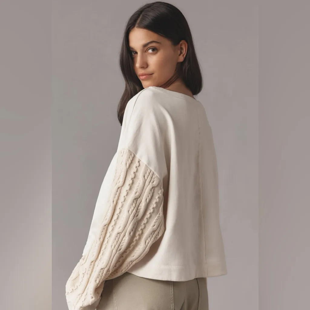 NWT PILCRO Ivory Sweater Sleeve Top Size Small - Image 5