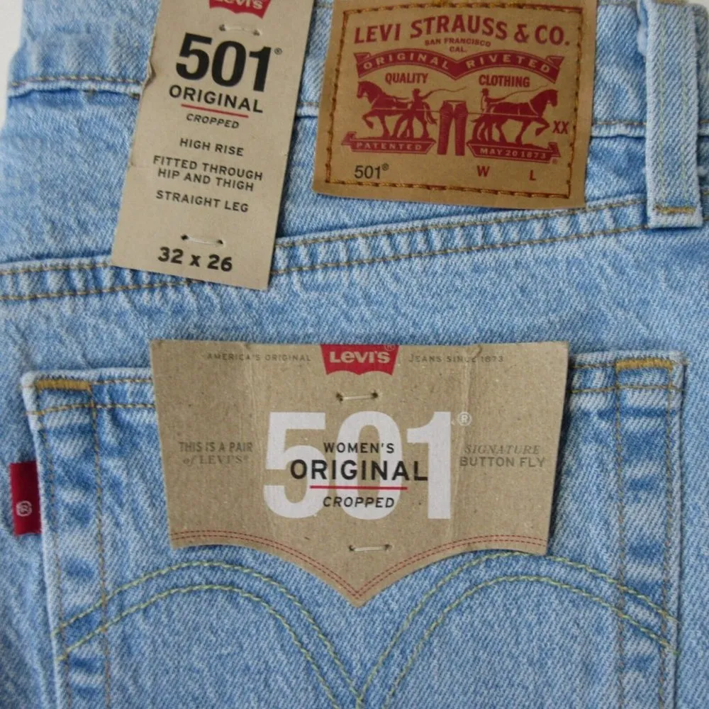 NWT Levi's 501 Original Cropped in Samba Blues High Rise Straight Jeans 32 x 26 - Image 4