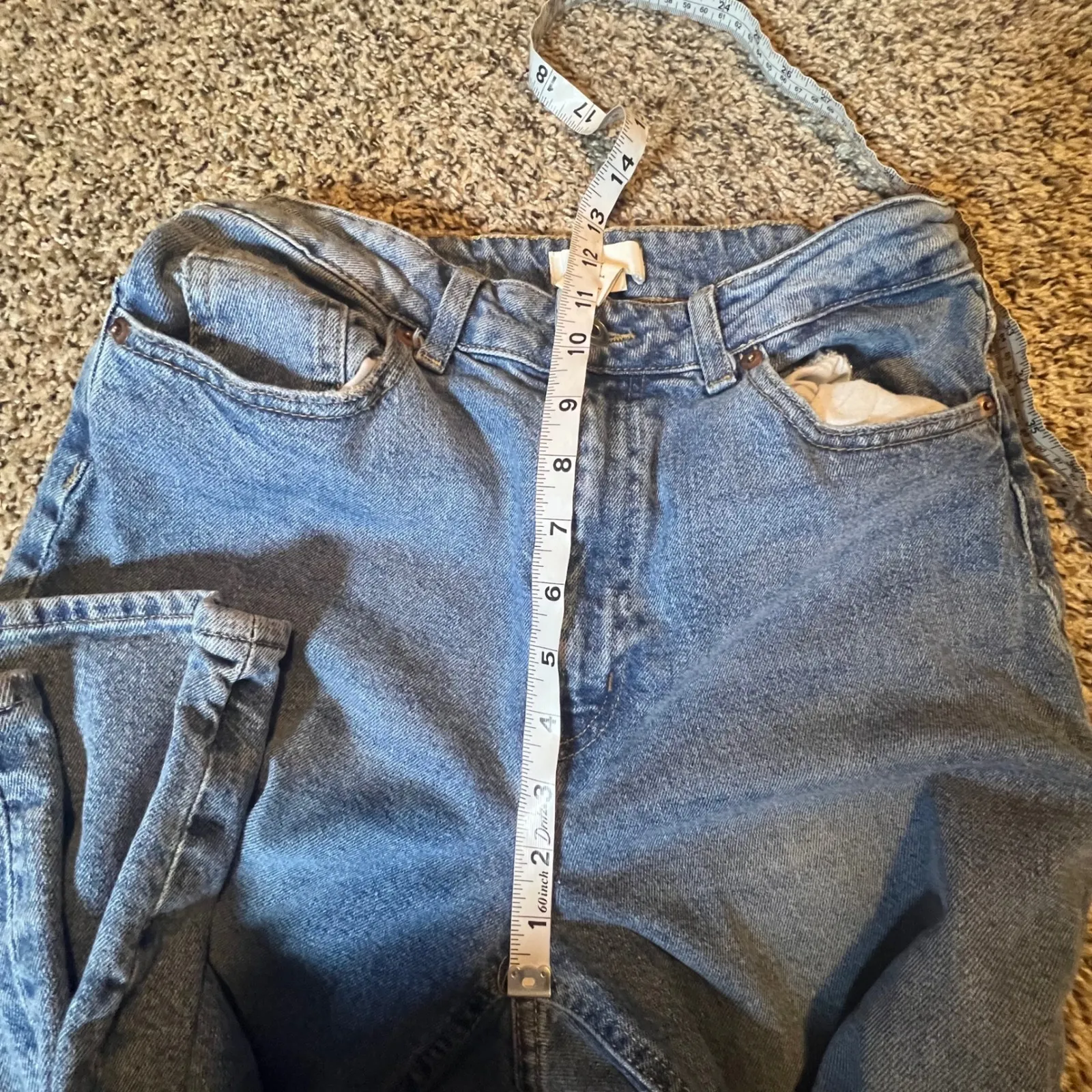 H&M Womens Blue Denim Jeans Size 8 High Rise Straight Leg Cotton Blend - Image 5