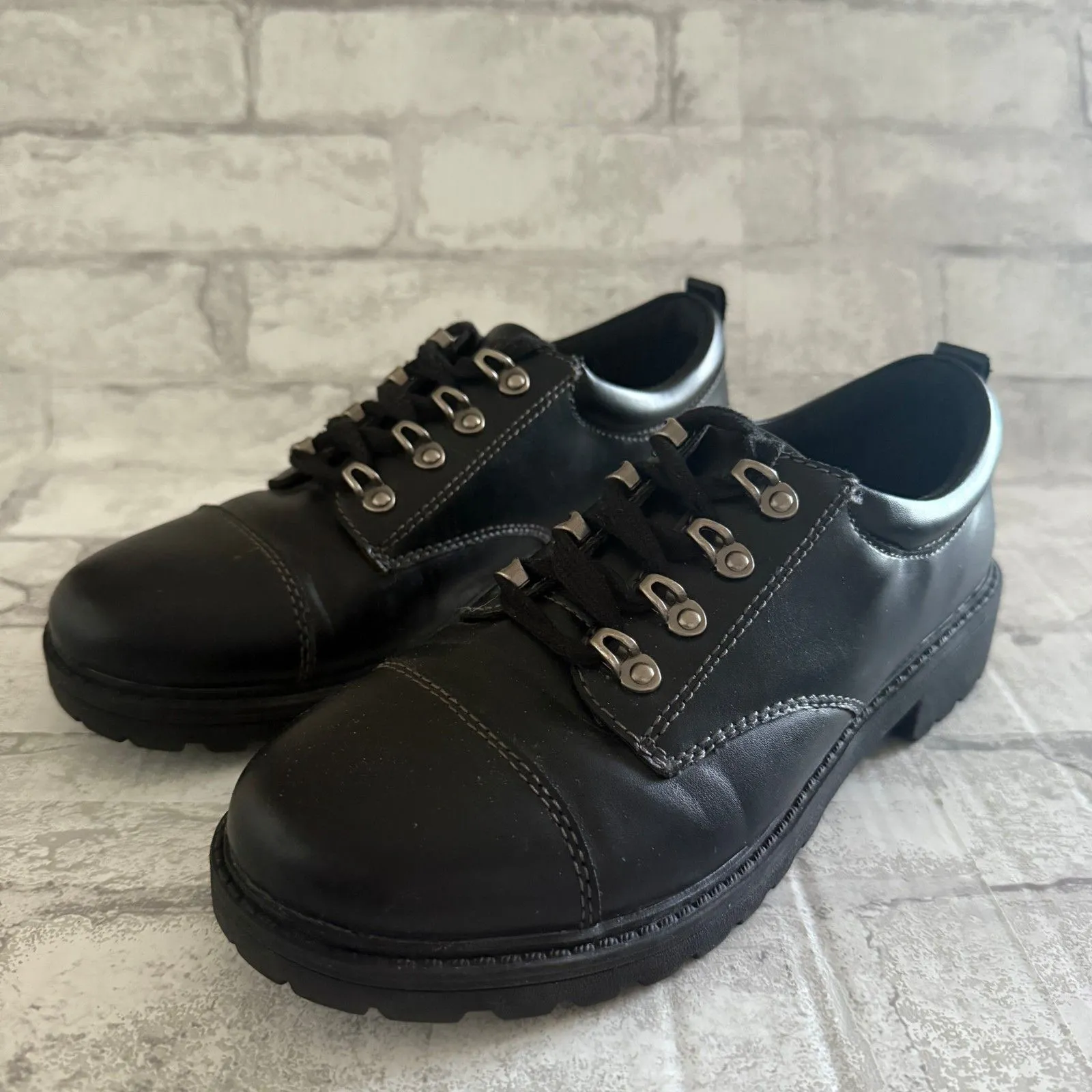 BONGO Mannie Oxford Lace Y2K 90s Chunky Black Platform Grunge Metal Shoes Sz 8 - Image 4