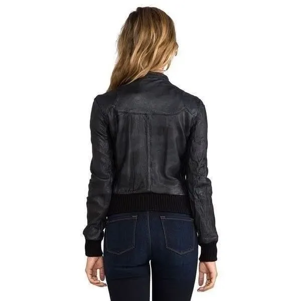 Doma Black Leather Moto Jacket Size L - Image 2
