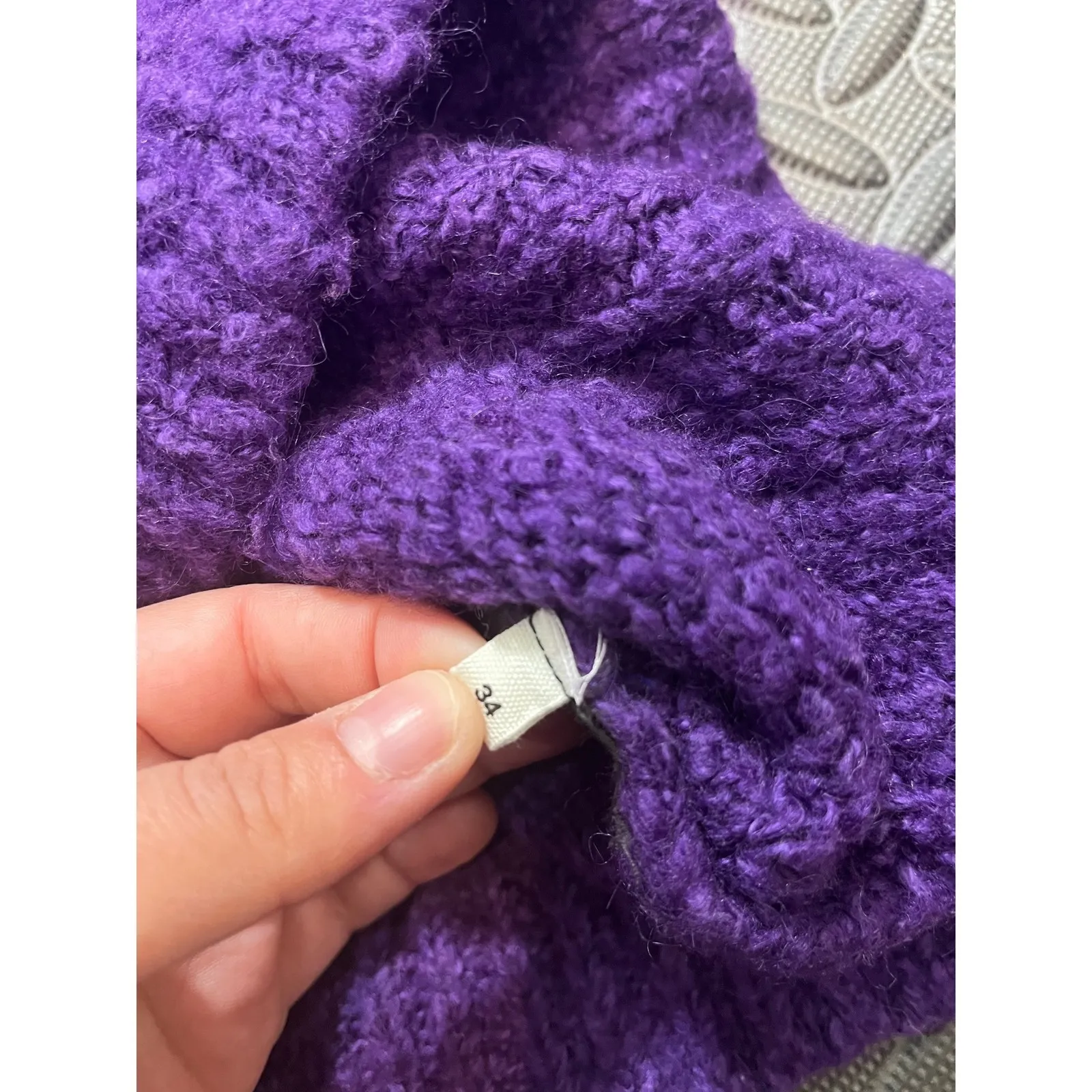 Isabel Etoile Marant Alpaca Blend Purple Puff Sleeve Knit Sweater Womens 34 XS - Image 3