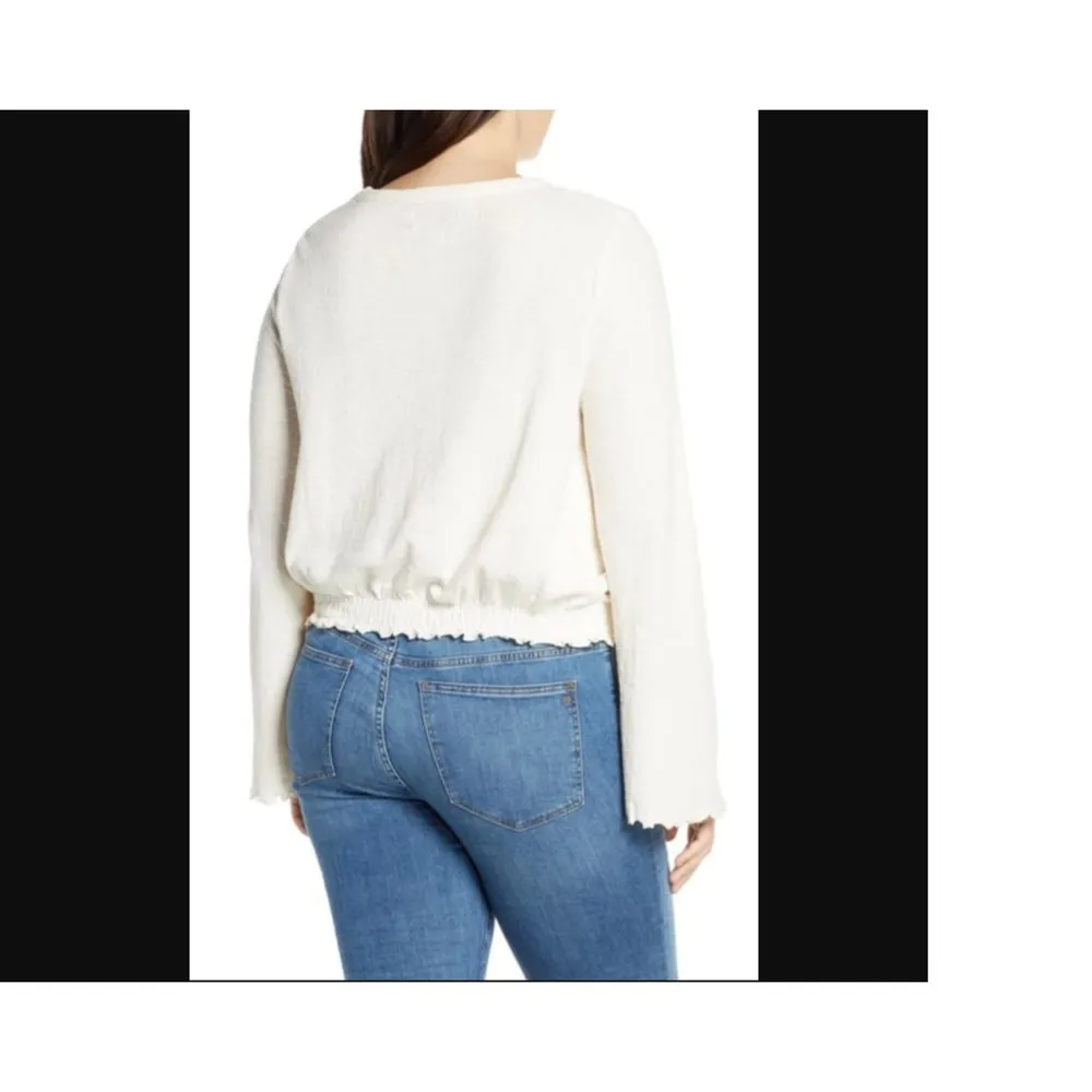 Madewell Texture & Thread Smocked Bell-Sleeve Top White Medium - Image 2