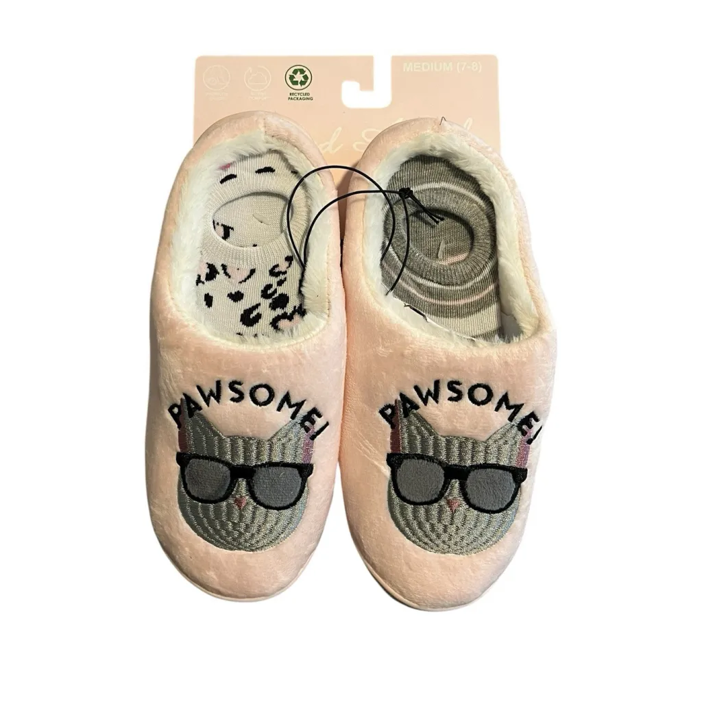 Spoiled Angel House Slippers & Socks Set Womens Size M 7/8 Pink Pawsome Slides - Image 3