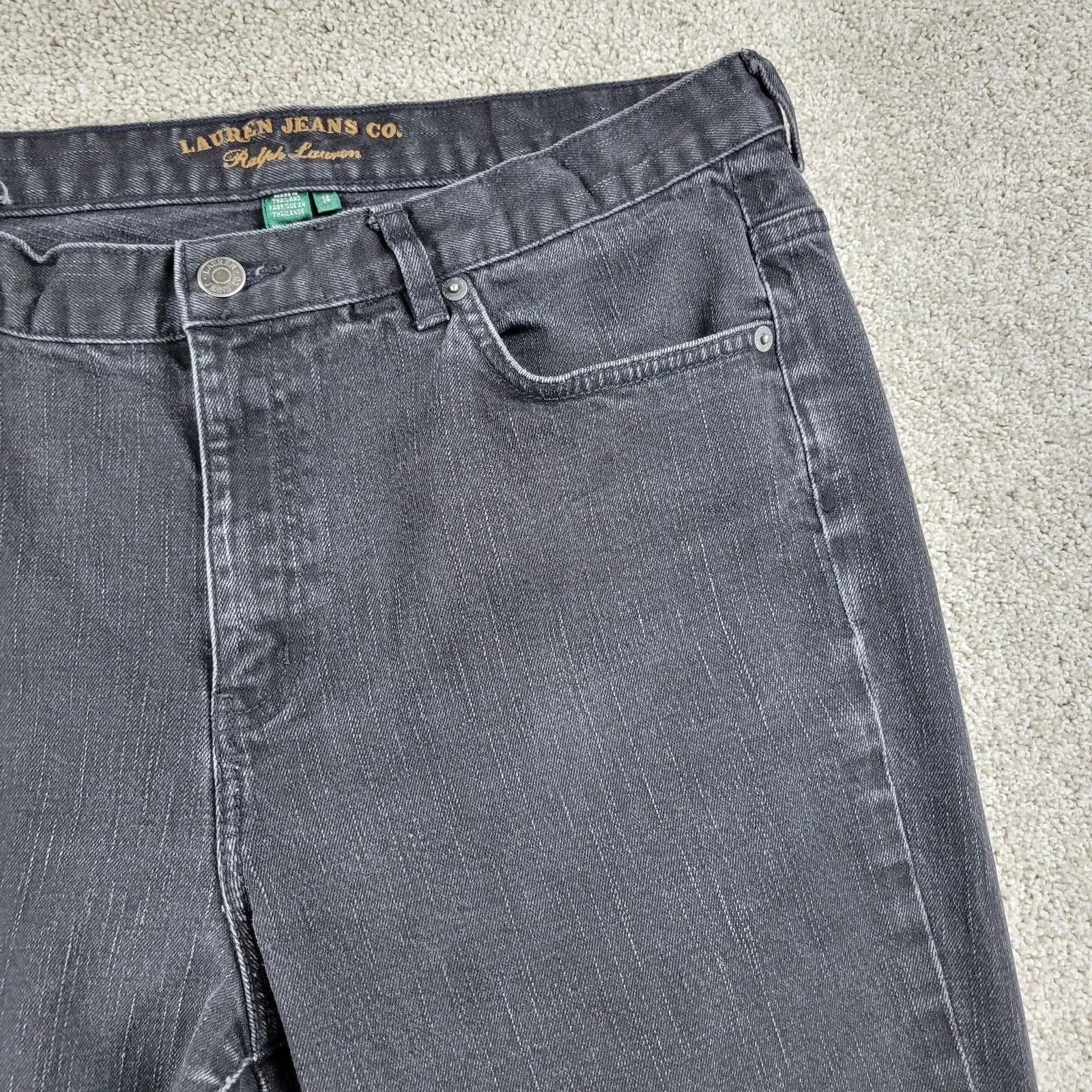 Lauren Jeans Co Ralph Lauren Womens Jeans 14 Black Classic Cowboy Bootcut Denim Size 14P - Image 4