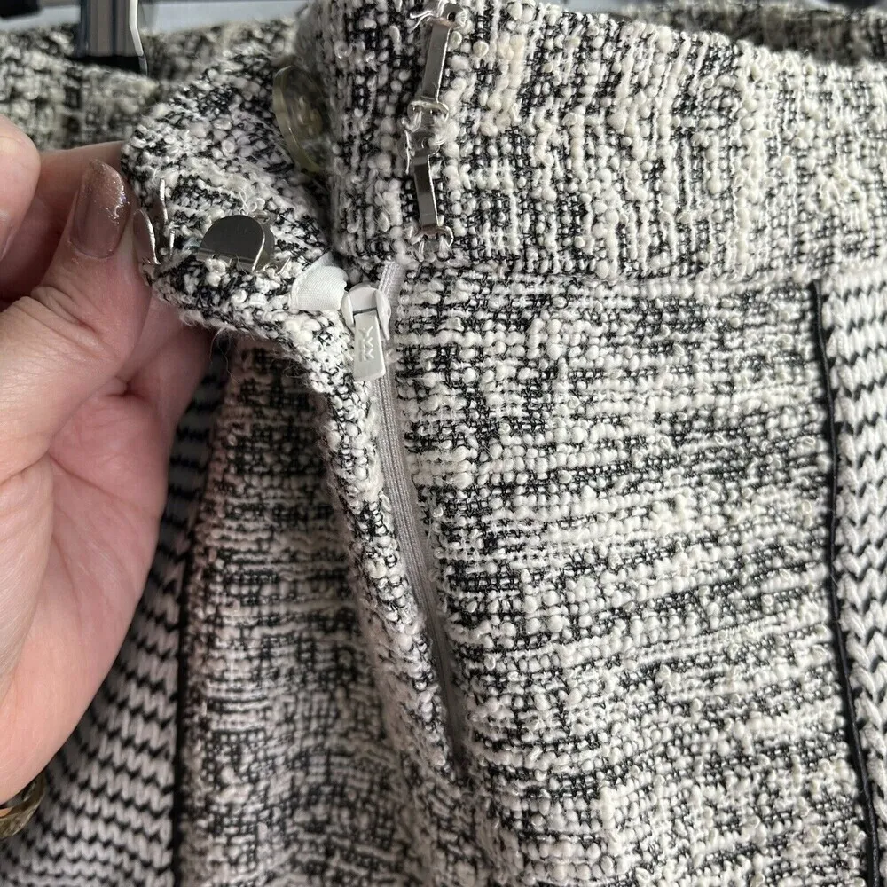 Sachin + Babi Tweed Flat Front Pants Cream Black Women’s Size 4 Zip Pocket Slim - Image 10