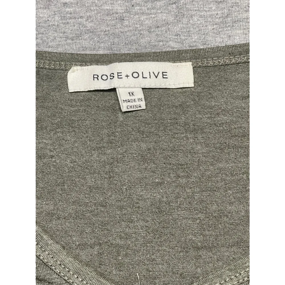 Women's Rose + Olive Green beaded shirt 1X - Image 2