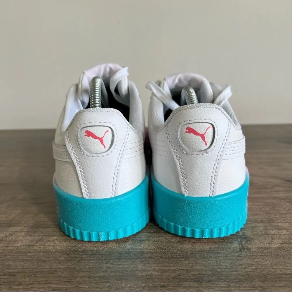 Puma Carina L Interest Leather Shoe White / Sun Kissed Coral Women's Size 9 2551 - Image 4