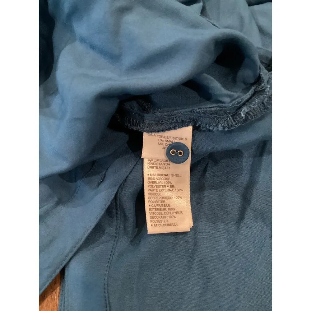 The Drop Blue Sapphire Shirt Long Sleeve Organza Yoke button up oversized blouse - Image 8