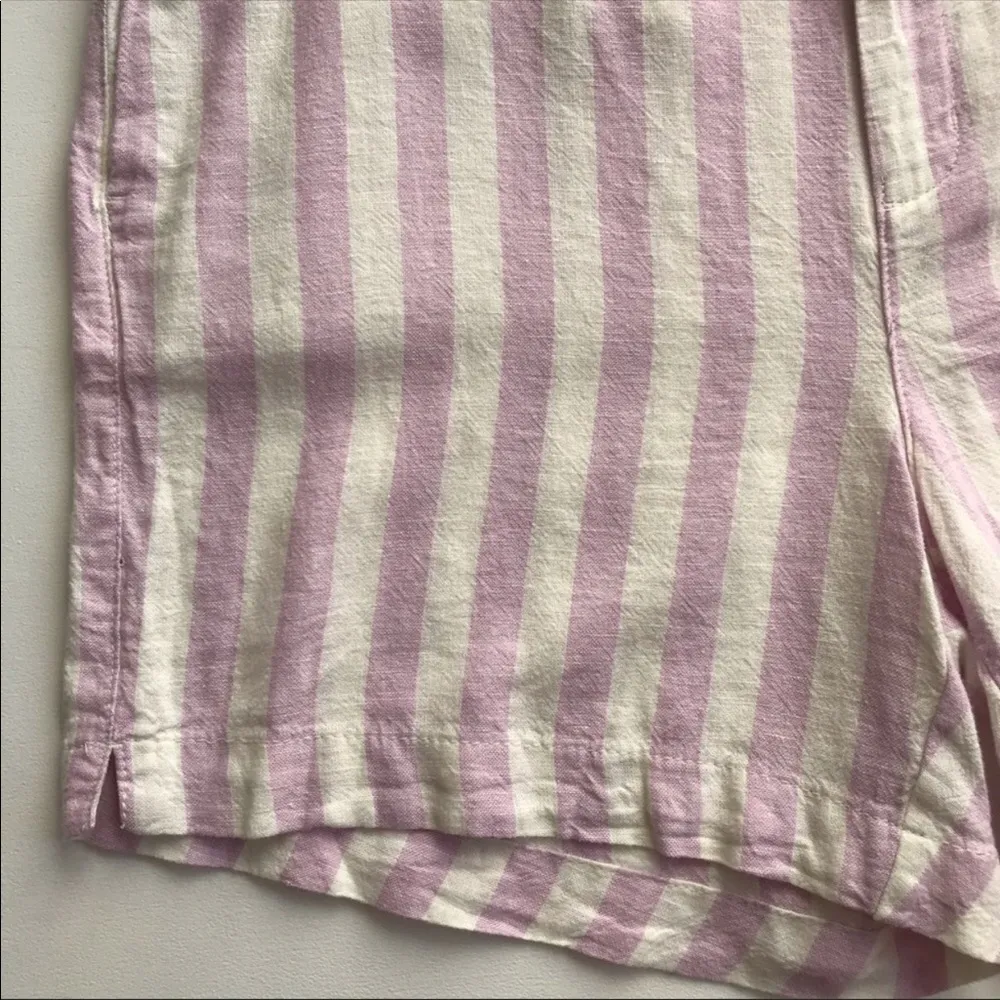 𝅺Old Navy Women’s Linen Blend Striped Shorts Size 14 Beige Purple Lightweight - Image 4