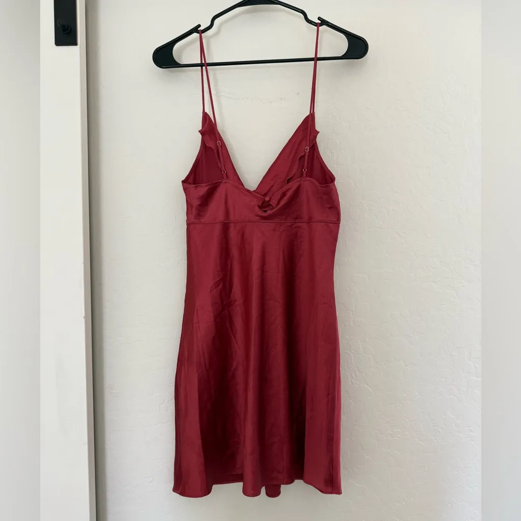 Victoria’s Secret Red Satin Slip Mini Dress Sexy Nightgown Lingerie Cowl Neck M - Image 2