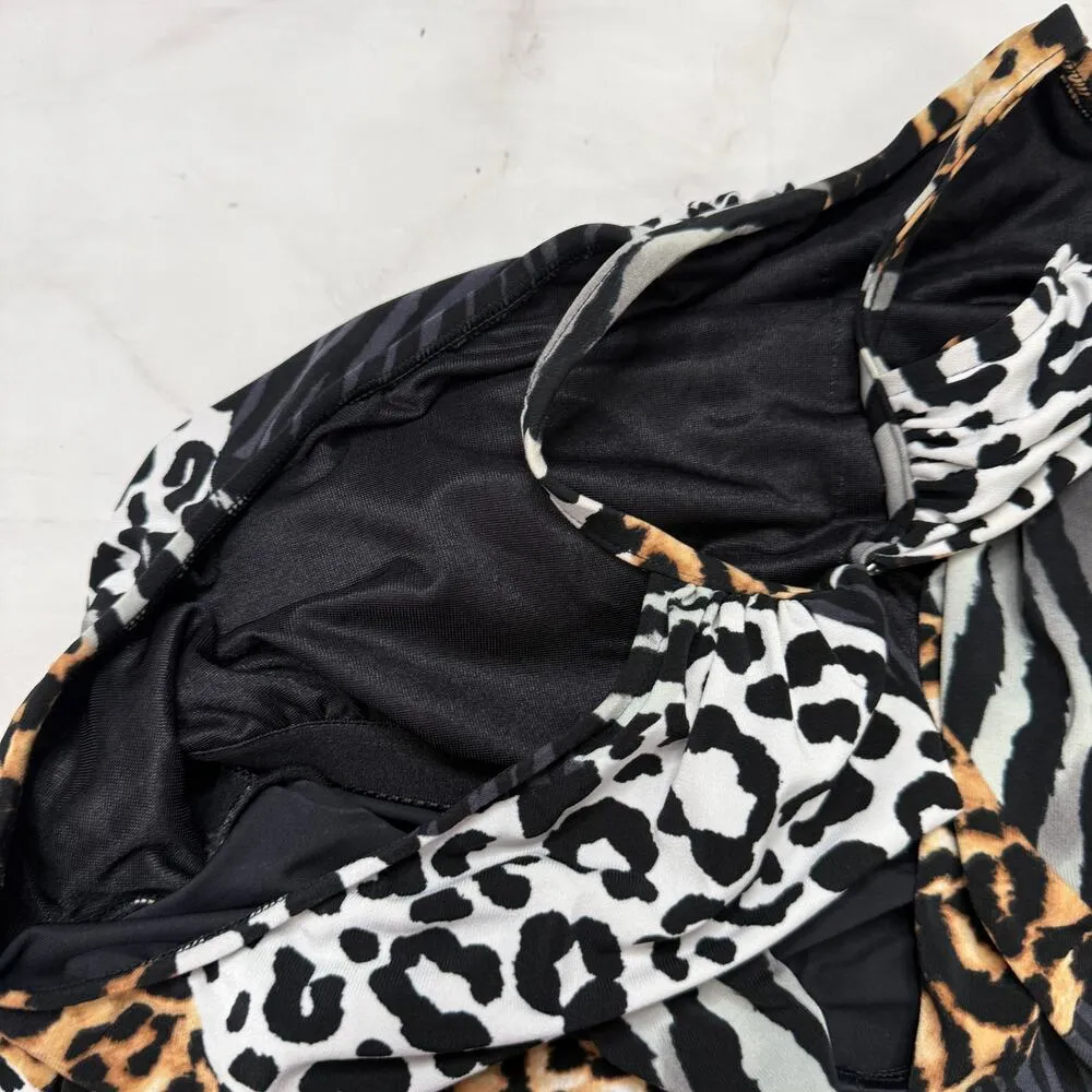 Magicsuit One Piece Swimsuit Size 10 Black Flyaway Animal Print Keyhole Back - Image 5