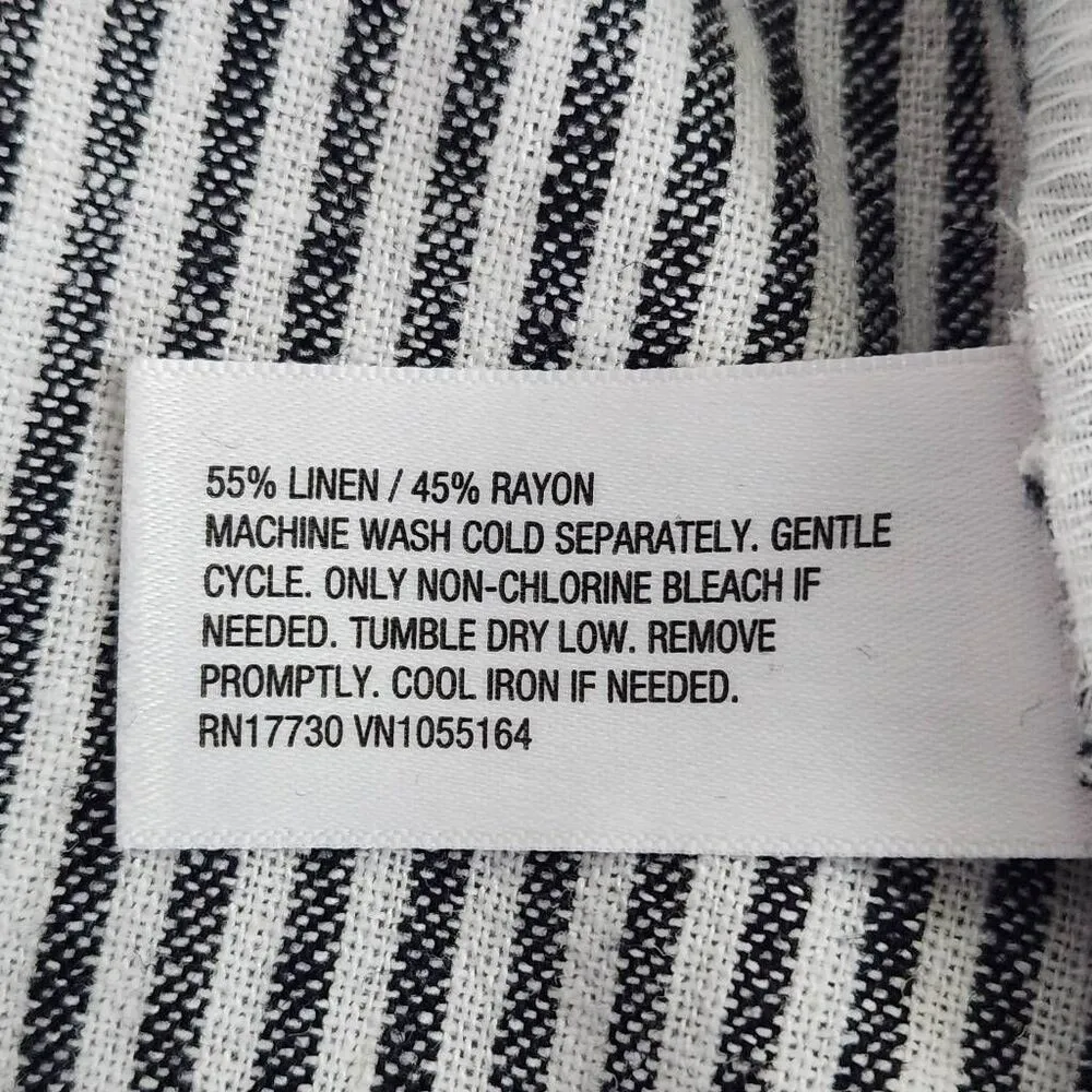 a new day Black and White Stripe Linen Pull-on Wide Leg Pants Size XS - Image 7