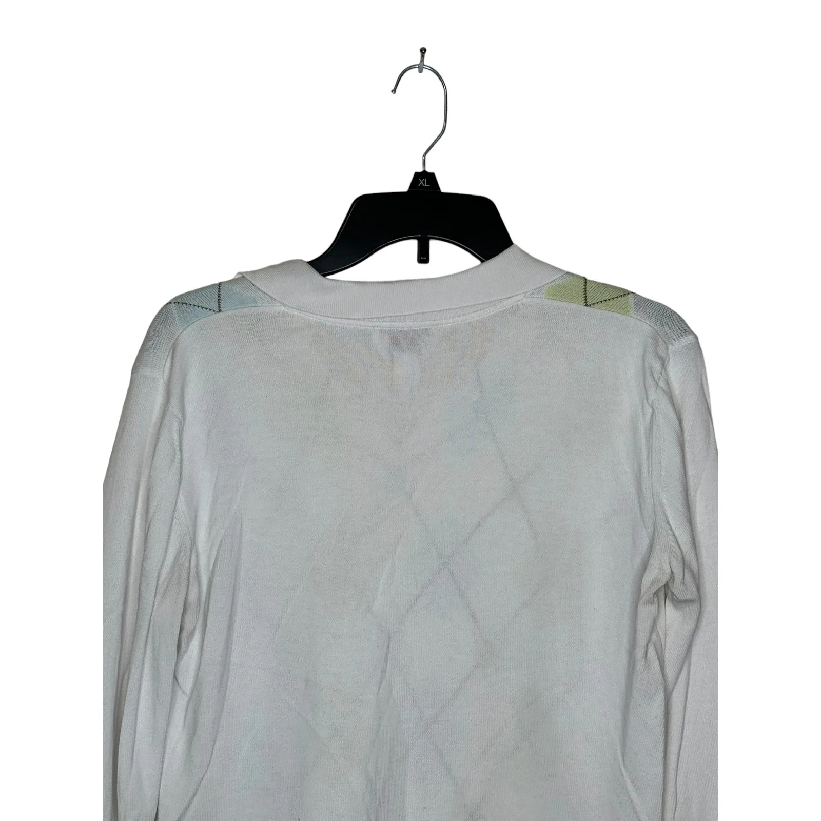 Talbots Women's Sweater‎ Argyle Print Preppy Collared V-neck Long Sleeve Medium - Image 9