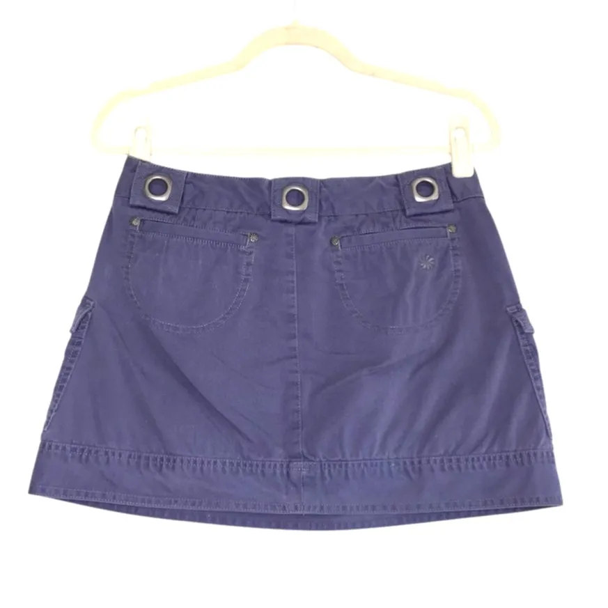 ATHLETA Take a Hike Cargo Mini Skirt Size 4 Blue Studded Outdoor Sporty Travel - Image 2