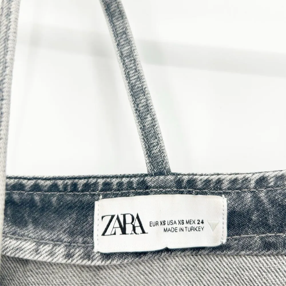 Zara Womens Bloggers Fav Disco Going Out Sequin Foil Denim Crop Top Size XS Gray - Image 4