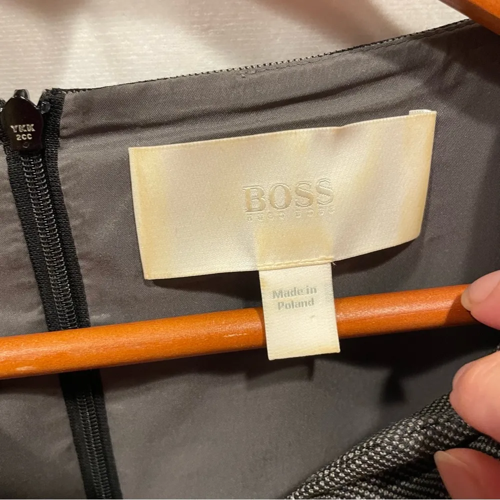 Smart Hugo Boss gray suit sheath dress belted sleeveless sz 10 mini - Image 9