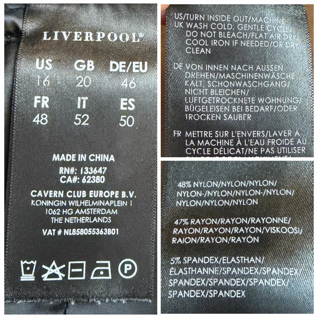 Liverpool Textured Ponte Waffle Knit Slim Ankle Black Pants Women’s Size 16 - Image 9