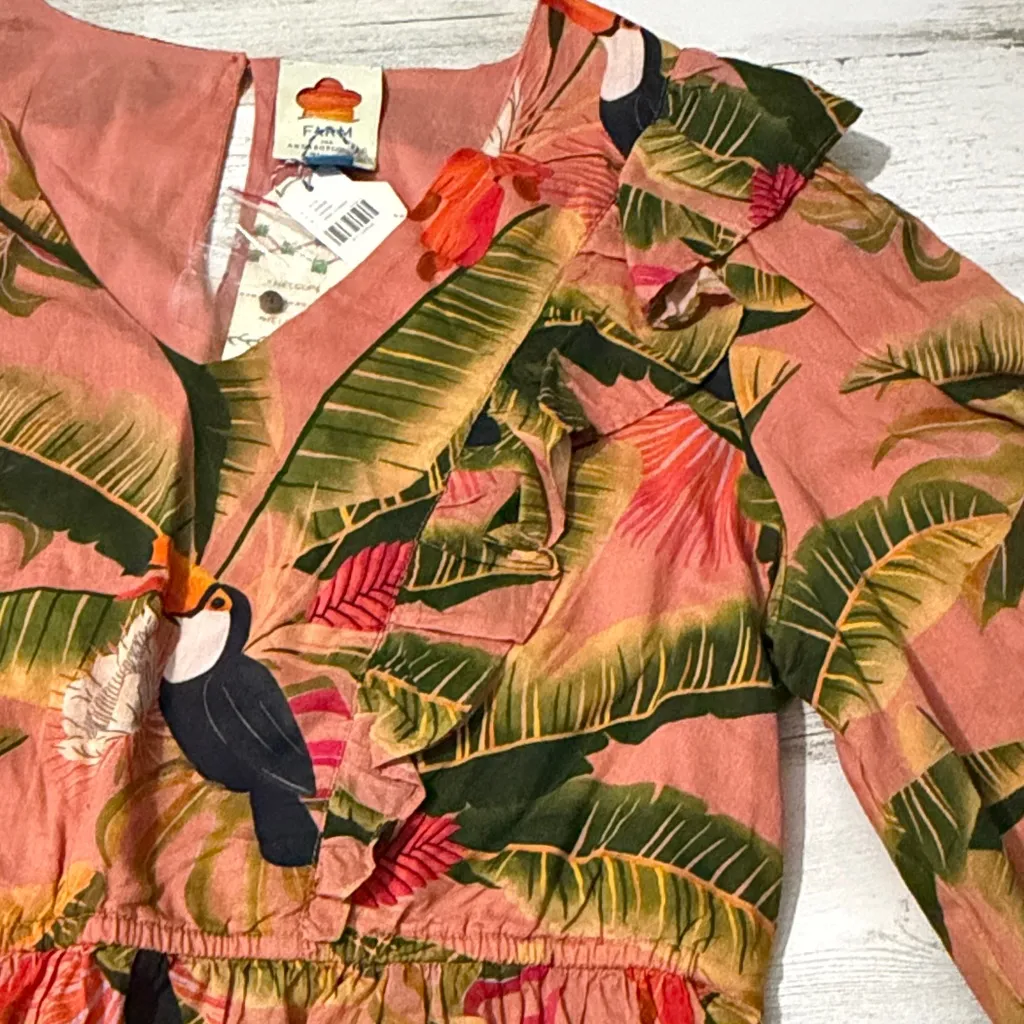 FARM Rio Yasmine Parrot Ruffle Blouse Size Large NWT - Image 6