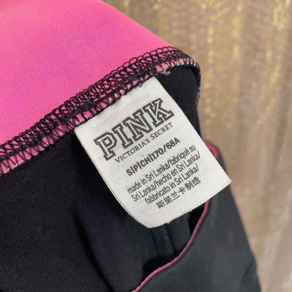 PINK Victorias Secret black hot pink mesh ankle leggings, S GUC - Image 4