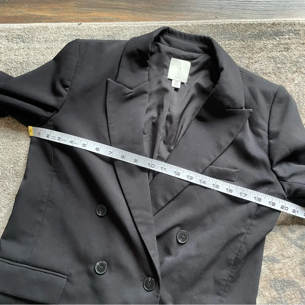 Joie Black Double Breasted Relaxed Fit Blazer Jacket Small - Image 7
