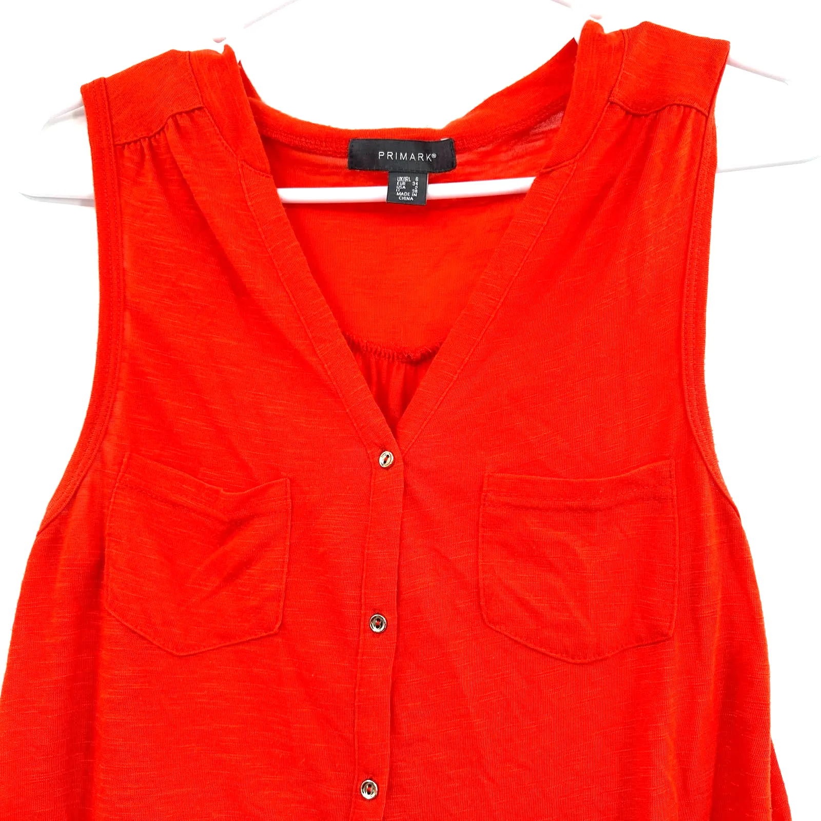 Primark size 2 red button front sleeveless shirt tank top pockets‎ blouse - Image 3