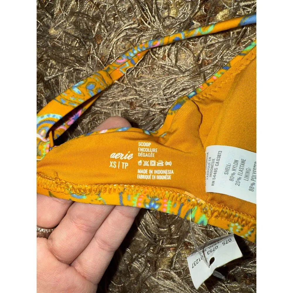 American Eagle Aerie Yellow Paisley Patterned Swim Bikini Top NWT - Image 2
