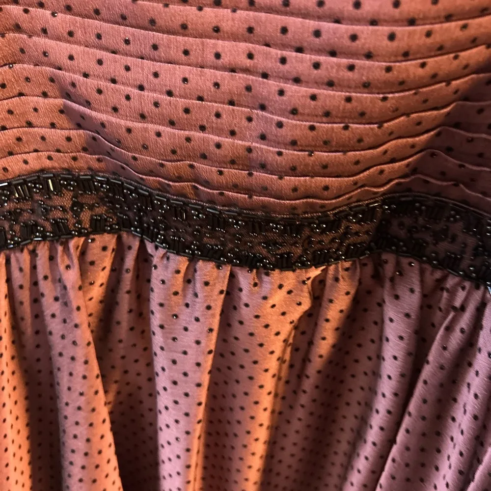 Papell Boutique Evening Maroon/Black Beaded Dress, Size 8 (Adjustable Spaghetti) - Image 8