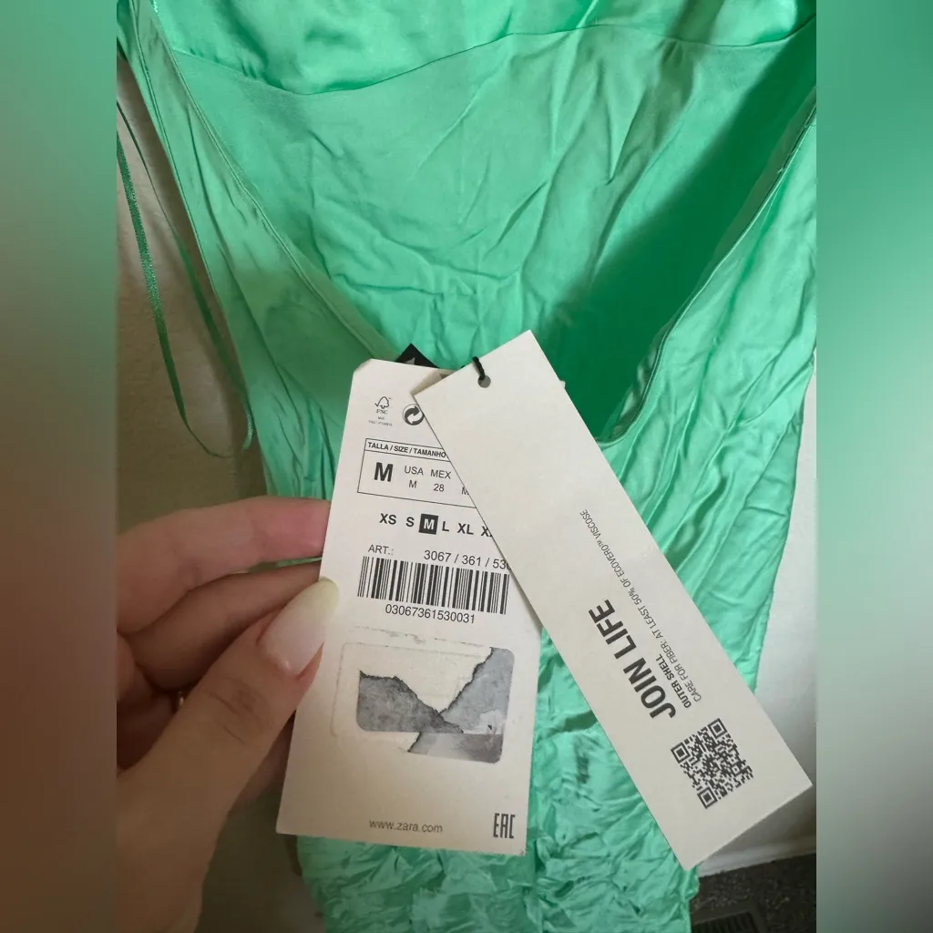 Zara TikTok seafoam green satin slip dress size medium NEW Beach‎ - Image 8