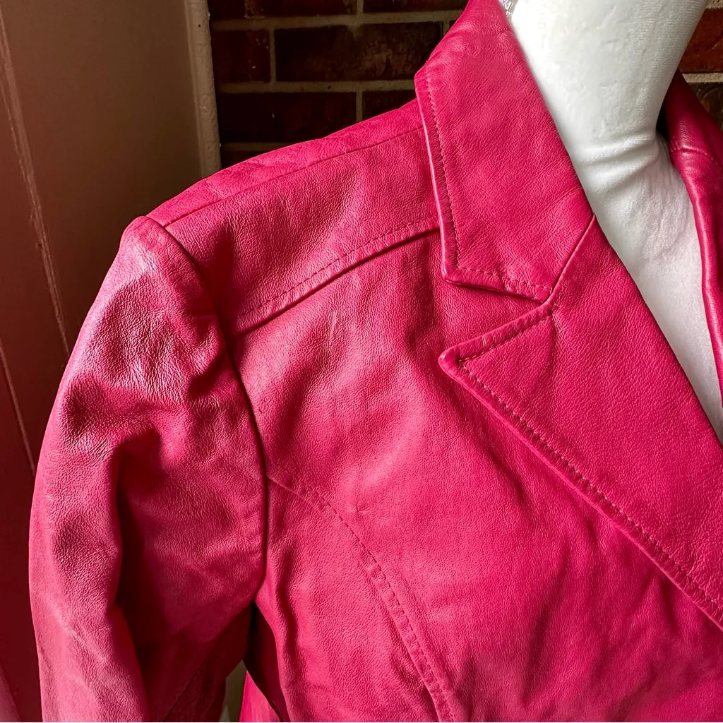 Metrostyle Women's Hot Pink Leather Blazer Dopamine Dressing Vintage Punk Rehab Size undefined - Image 5