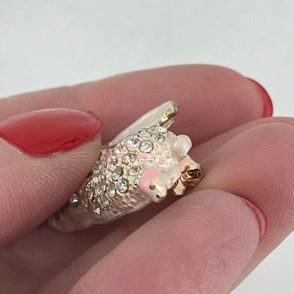 VTG Easter Rhinestone Pave Adorable Peter‎ Cottontail Bunny Brooch White - Image 8