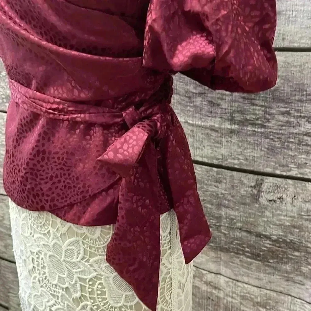 Plum Purple Leopard Print Wrap Top - Image 5