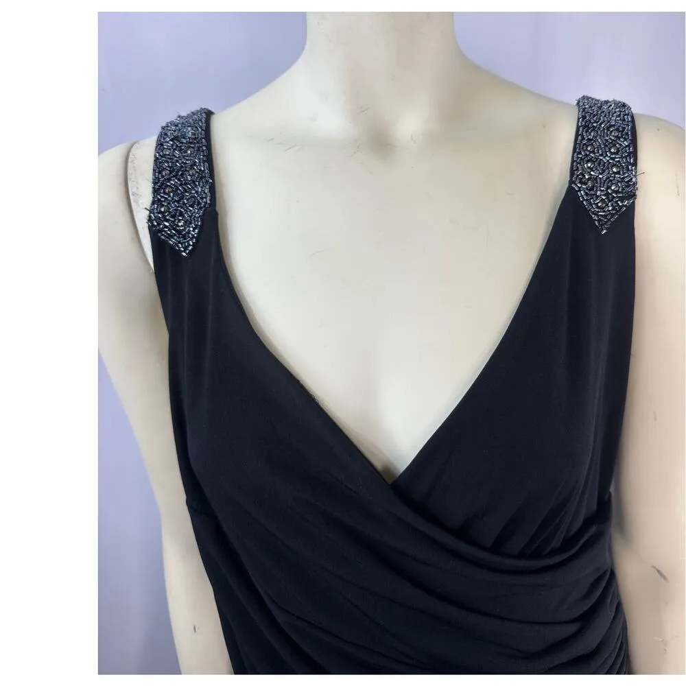 Carmen embellished black Gunmetal Beads Classic sleeveless dress size 10 - Image 5