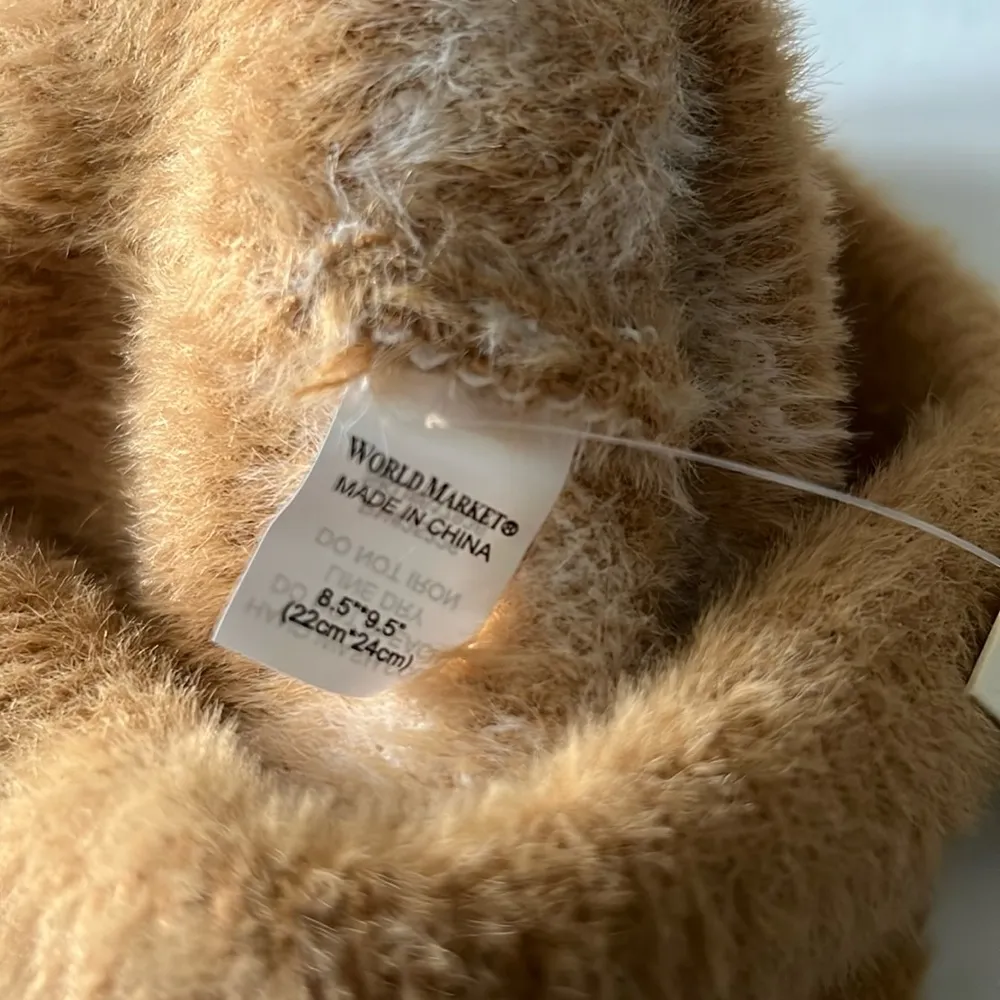 NEW Fur Animal Print Beanie Hat, Tan & White New w/Tag - Image 5