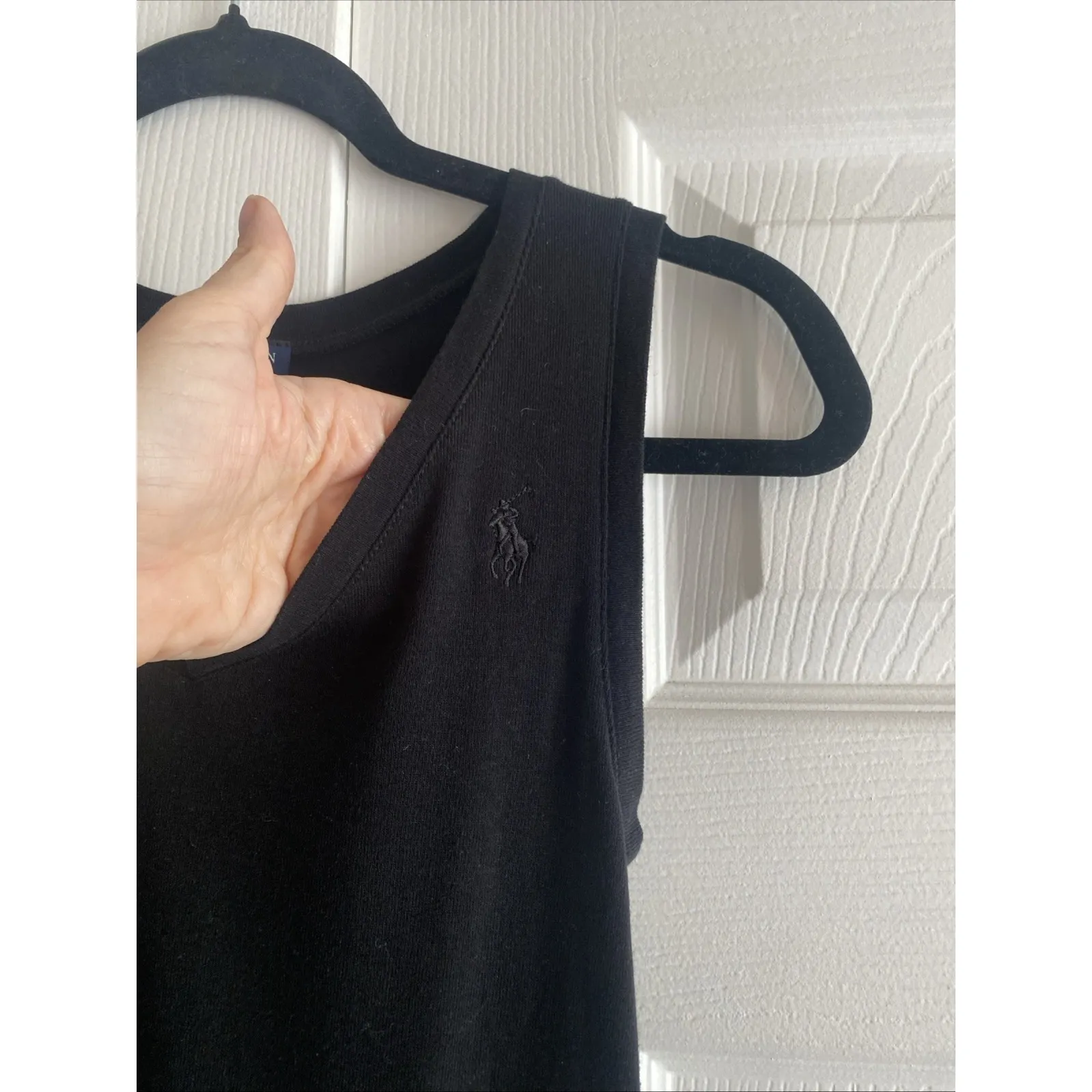 Ralph Lauren Womens Small Black Sleeveless Top V Neck Peru Classic Clean Girl - Image 3
