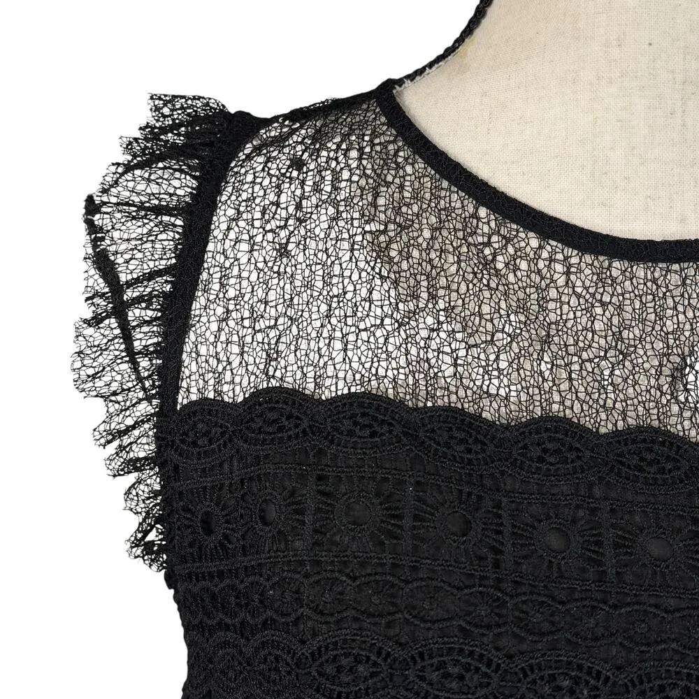 Zara Basic Collection Small Top Sleeveless Lace Accordion Pleats Lined Keyhole - Image 3