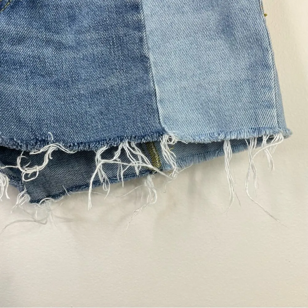 Urban Outfitters BDG Spliced Denim Two Tone Cutoff Patchwork Fray Jean Shorts26 - Image 6