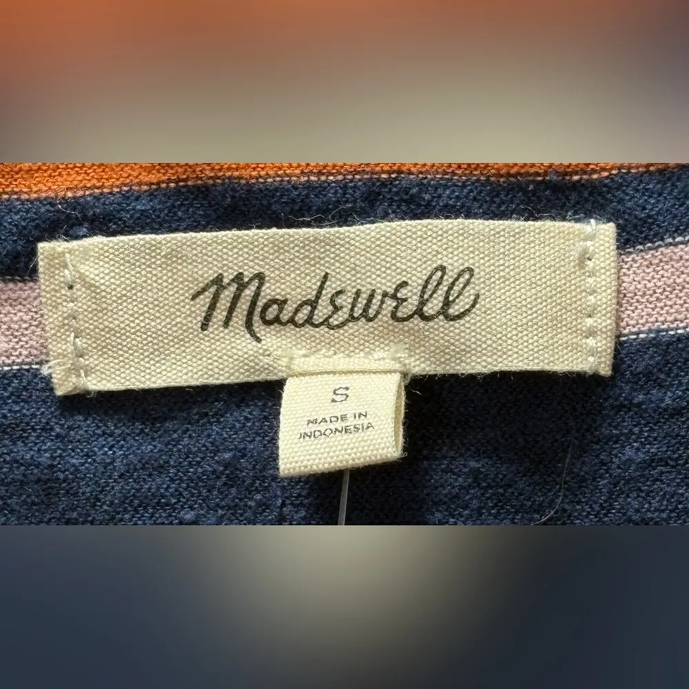 Madewell Striped Navy Orange Pink Henley Dress‎ NWT Size Small Hemp Cotton Blend - Image 11