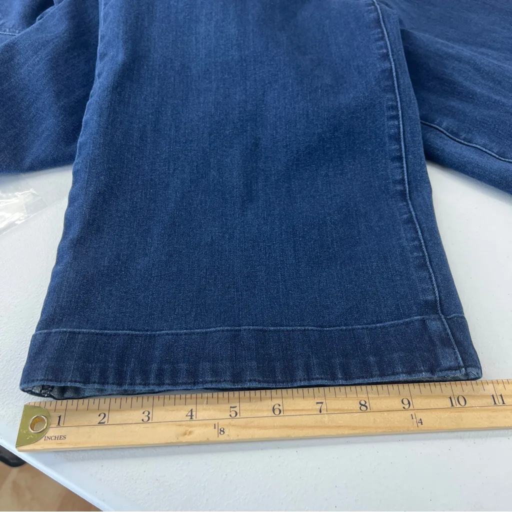 Betabrand Stretch Blue Pull On Yoga Denim High Rise Wide Leg Pants Size M - Image 14