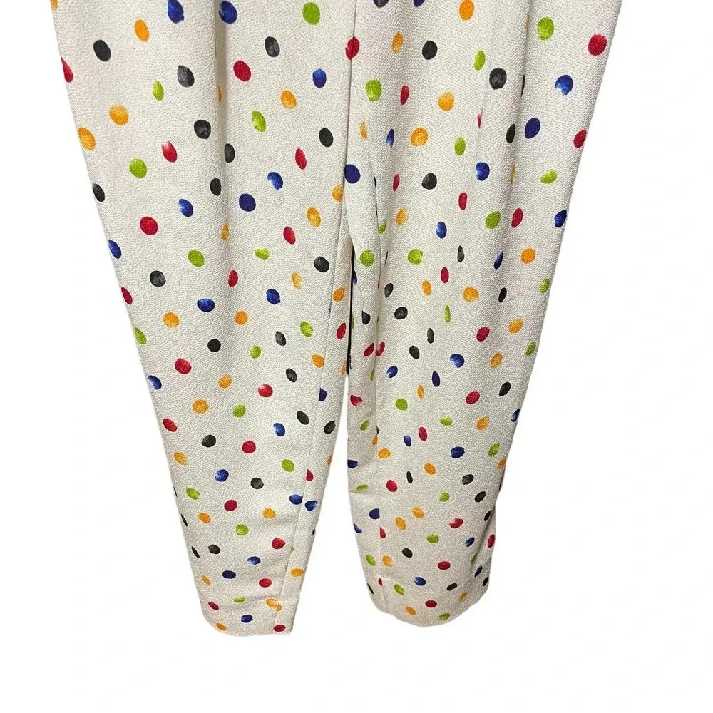 Anna October Trouser Pants Cropped Polka Dot Print Rainbow Multicolor Size XS White - Image 5