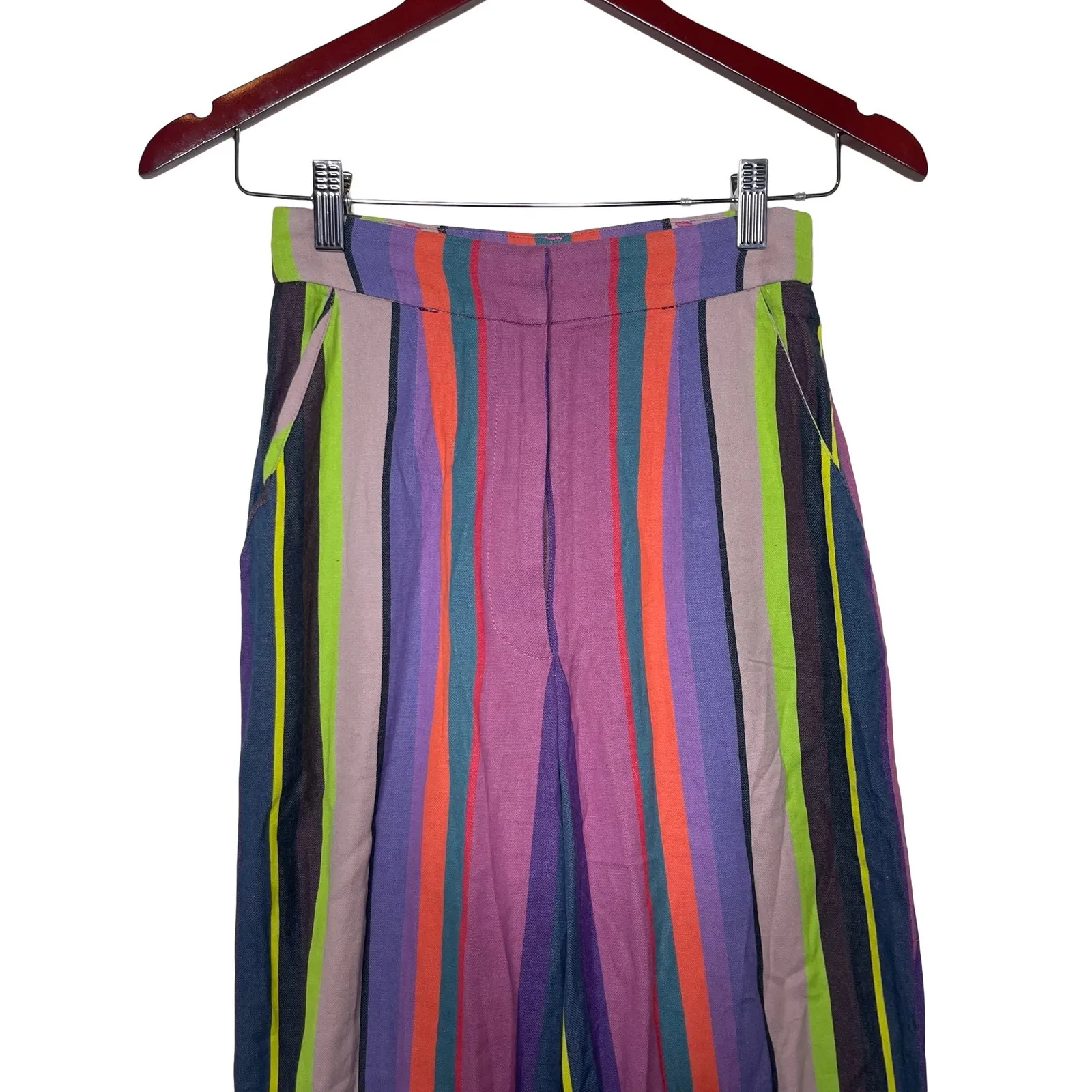 Mara Hoffman Aura Multicolor Rainbow Arpeggio Striped Pants 4 - Image 4