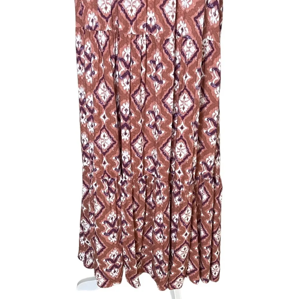 Knox Rose Women’s Tiered Bohemian Midi Dress Plus Size 1X Puff Sleeves Paisley - Image 6