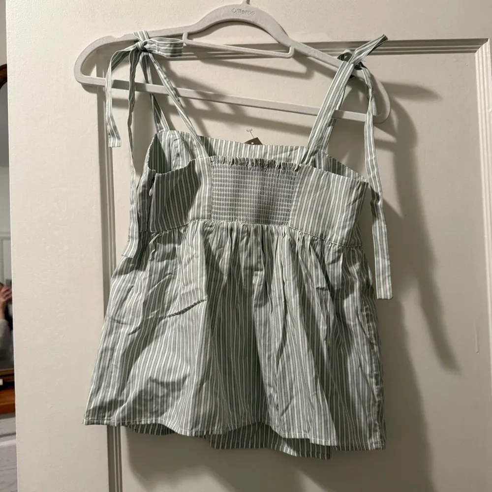 J. Crew Tie-shoulder tank top in stripe green & white size 00 nwt 100% cotton - Image 6