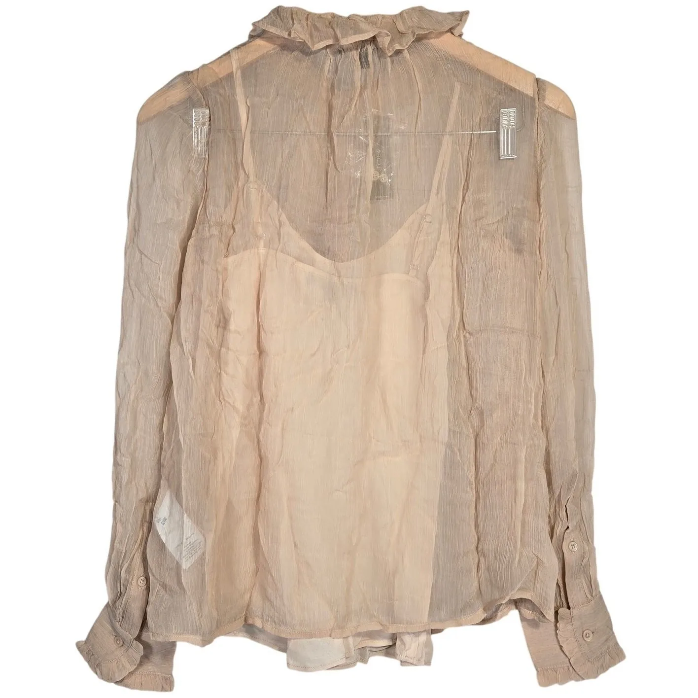 J. Crew‎ Ruffle button-up shirt in crinkle chiffon in Pale Pine 00 NWT - Image 2