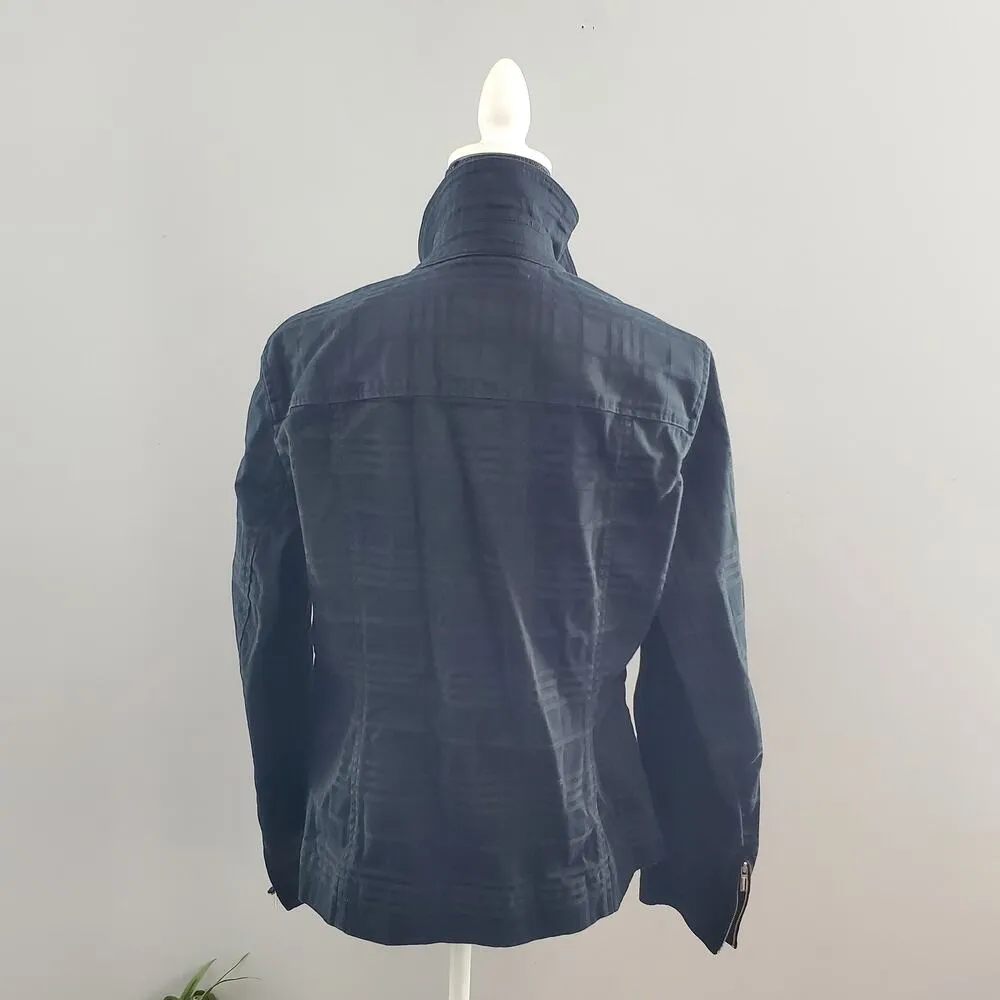 Jones New York Signature Black Zip-Up Checkered Print Jacket L - Image 2