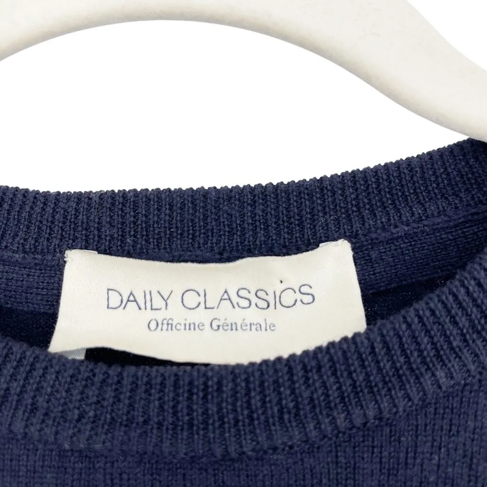 Officine Generale Daily Classics Nina Crewneck Sweater Italian Merino Wool Small Blue - Image 7